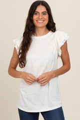 Ivory Double Ruffle Sleeve Maternity Top