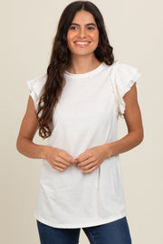 Ivory Double Ruffle Sleeve Top