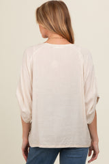 Cream Rolled Cuff Short Sleeve Maternity Top