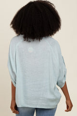 Light Blue Rolled Cuff Short Sleeve Top