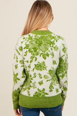 Green Floral Crew Neck Maternity Sweater