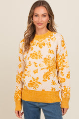 Yellow Floral Crew Neck Sweater