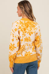 Yellow Floral Crew Neck Sweater