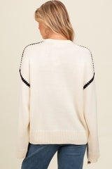 Cream Contrast Stitch Maternity Sweater