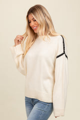 Cream Contrast Stitch Sweater