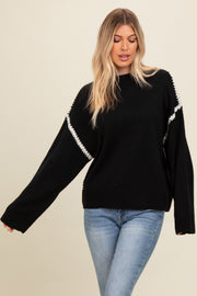 Black Contrast Stitch Sweater