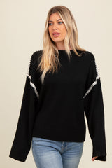 Black Contrast Stitch Sweater