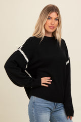 Black Contrast Stitch Sweater