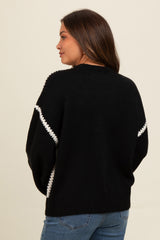 Black Contrast Stitch Maternity Sweater