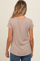 Mocha Basic Short Sleeve Maternity Top