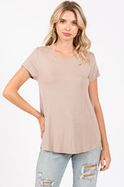 Mocha Basic Short Sleeve Top