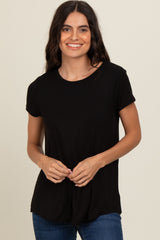 Black Basic Short Sleeve Maternity Top