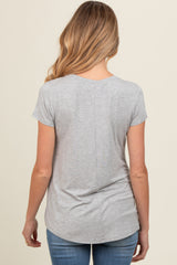 Heather Grey Basic Short Sleeve Maternity Top