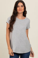 Heather Grey Basic Short Sleeve Maternity Top