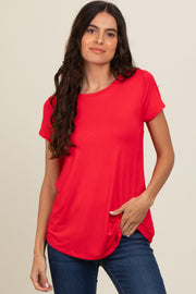 Red Basic Short Sleeve Top