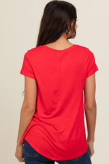 Red Basic Short Sleeve Top