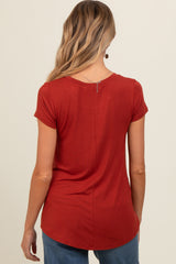 Rust Basic Short Sleeve Maternity Top