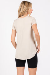 Beige Basic Short Sleeve Top