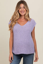 Lavender Sleeveless Chunky Knit Maternity Top