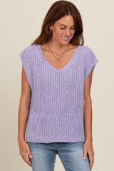 Lavender Sleeveless Chunky Knit Maternity Top