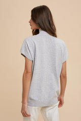 Heather Grey Mock Neck Knit Top