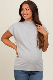 Heather Grey Mock Neck Knit Maternity Top