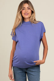 Periwinkle Mock Neck Knit Maternity Top