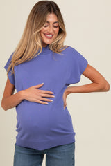 Periwinkle Mock Neck Knit Maternity Top