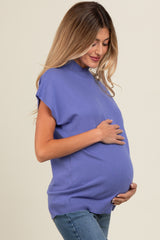 Periwinkle Mock Neck Knit Maternity Top