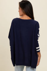 Navy Mixed Stripe Dolman Sleeve Sweater