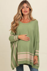 Olive Mixed Stripe Dolman Sleeve Maternity Sweater