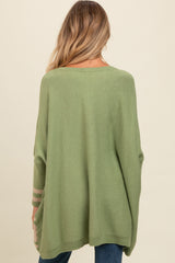 Olive Mixed Stripe Dolman Sleeve Maternity Sweater