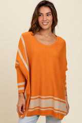 Rust Mixed Stripe Dolman Sleeve Maternity Sweater