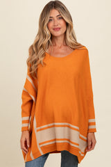 Rust Mixed Stripe Dolman Sleeve Maternity Sweater