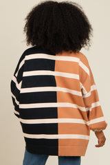 Mocha Striped Colorblock Dolman Knit Top