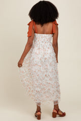 Peach Floral Ruffle Tiered Maxi Dress