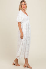 Ivory Eyelet Lace Midi Dress