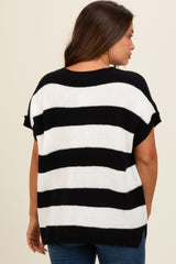 Black Striped V-Neck Maternity Sweater Top