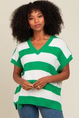 Jade Striped V-Neck Sweater Top