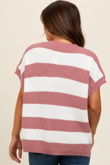 Mauve Striped V-Neck Maternity Sweater Top