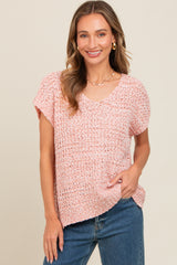 Light Pink V-Neck Sweater Maternity Top