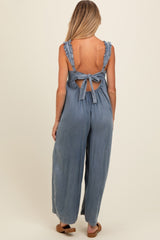 Denim Chambray Cutout Maternity Jumpsuit