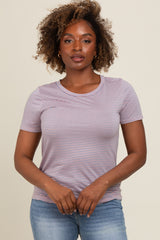 Pink Striped Short Sleeve Maternity Top