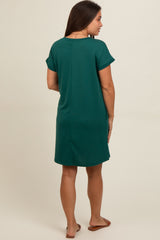 Forest Green Short Sleeve T-Shirt Maternity Dress