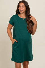 Forest Green Short Sleeve T-Shirt Maternity Dress