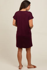 Burgundy Short Sleeve T-Shirt Maternity Dress