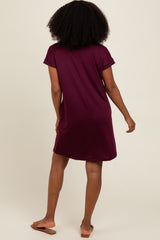 Burgundy Short Sleeve T-Shirt Dress