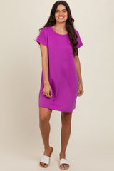 Magenta Short Sleeve T-Shirt Maternity Dress