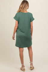 Olive Short Sleeve T-Shirt Maternity Dress