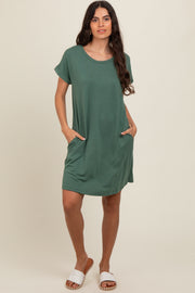 Olive Short Sleeve T-Shirt Dress